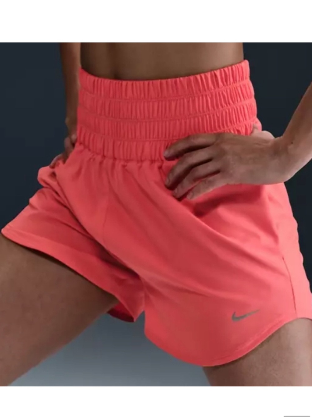 Nike Women's High-Waist Dri-FIT Shorts - Coral Pink